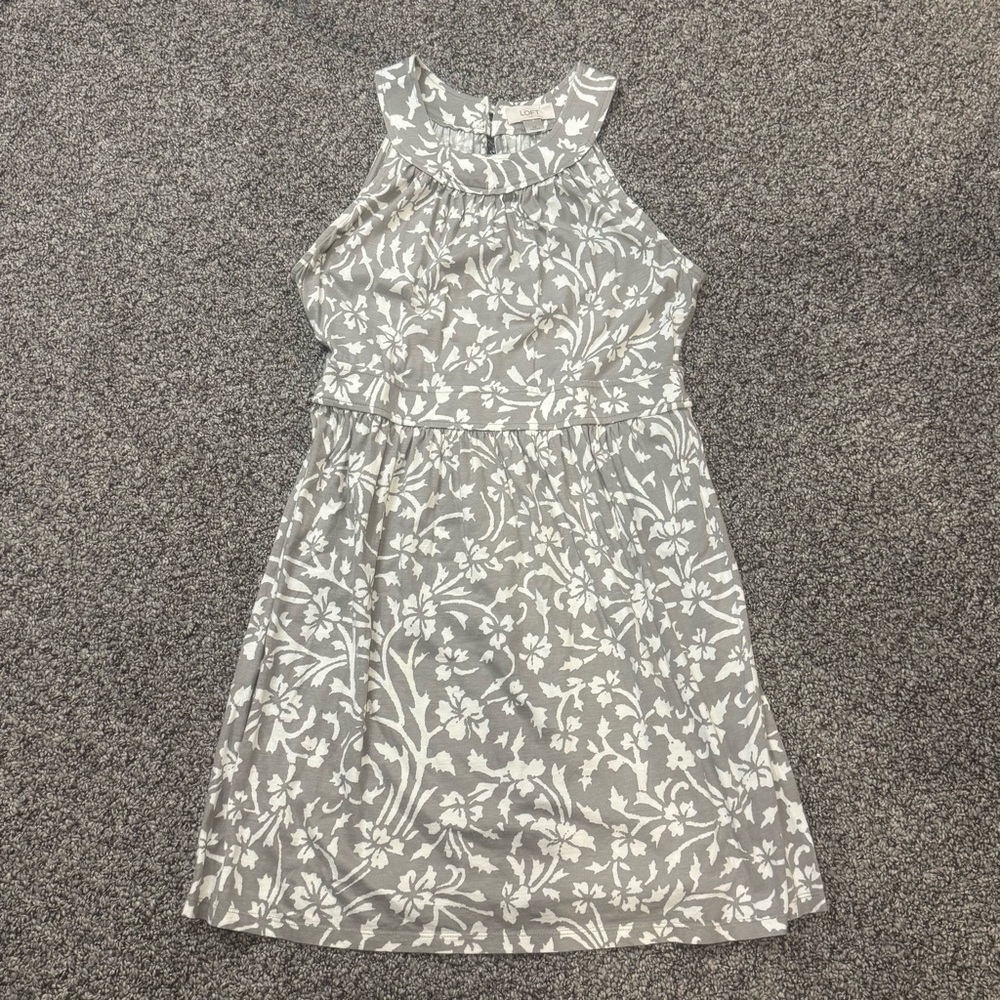 LOFT Gray and White Patterned Dress - Picture 2 of 6